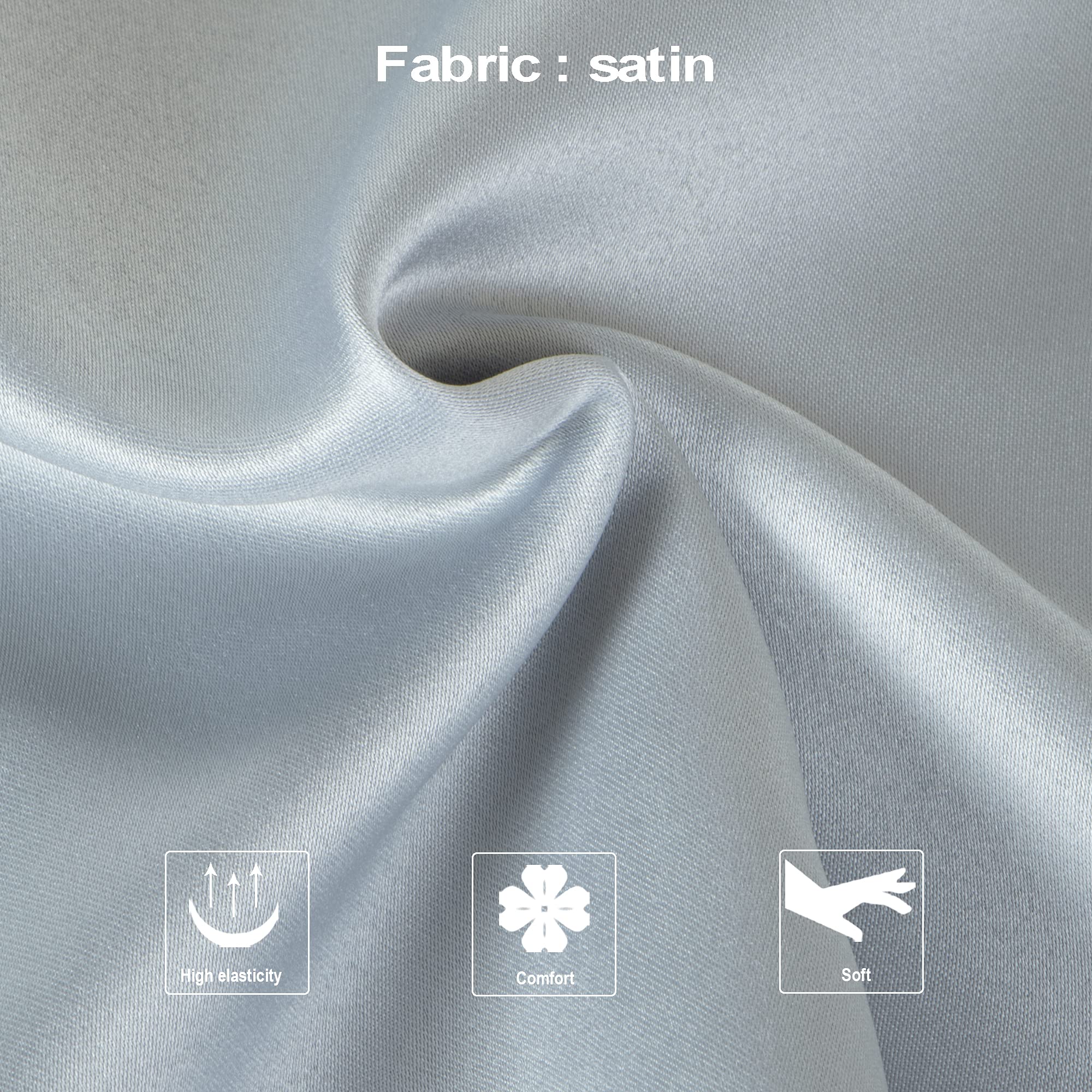 Ntbay Zippered Satin Pillow Cases For Hair And Skin, Luxury Standard Hidden Zipper Pillowcases Set Of 2, 20X26 Inches, Grey